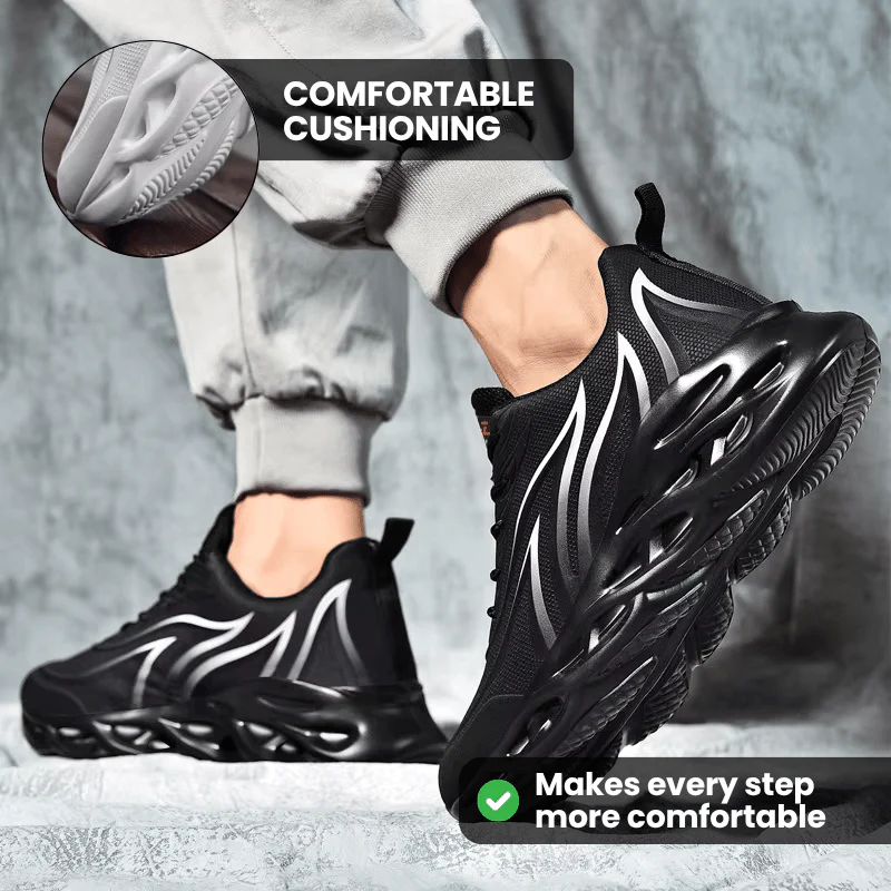 Men’s Comfort Cushion Trainers - Black - Image 8