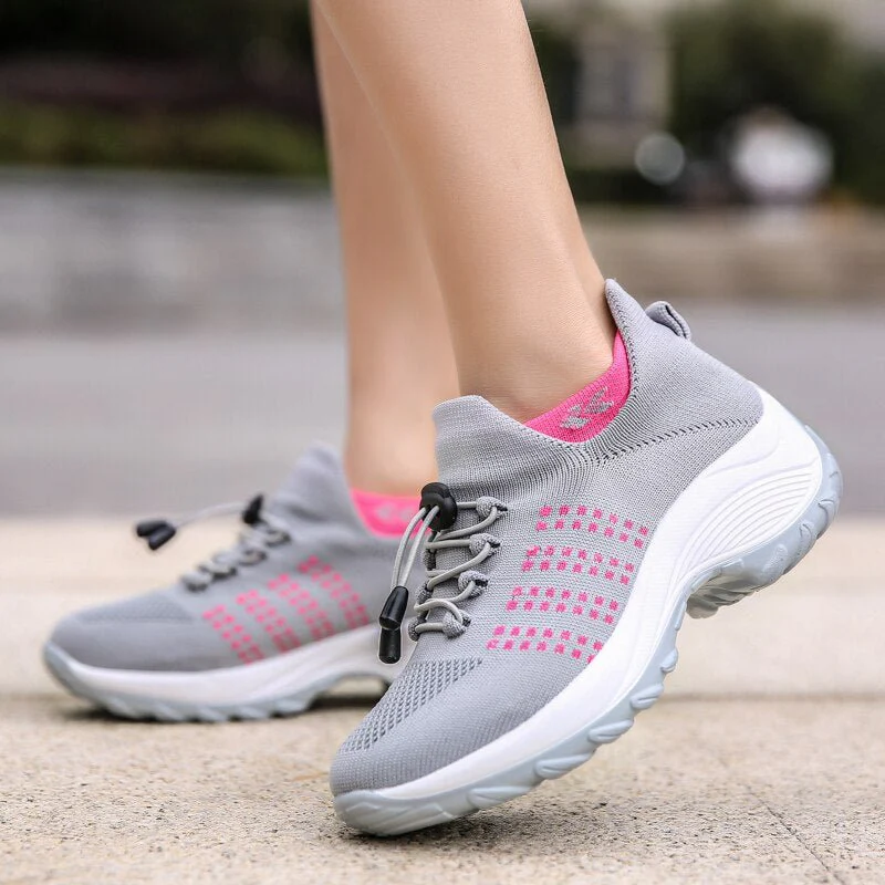 Ortho Stretch Cushion Shoes Women - Gray Pink - Image 11