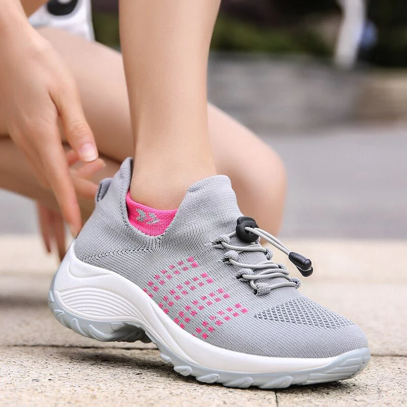 Ortho Stretch Cushion Shoes Women - Gray Pink - Image 16