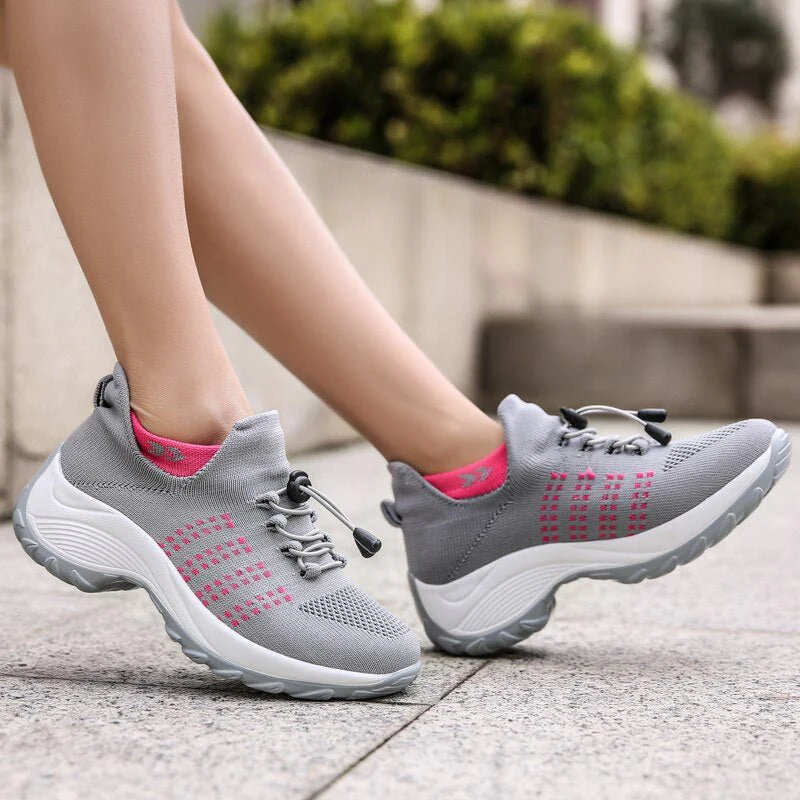 Ortho Stretch Cushion Shoes Women - Gray Pink - Image 18