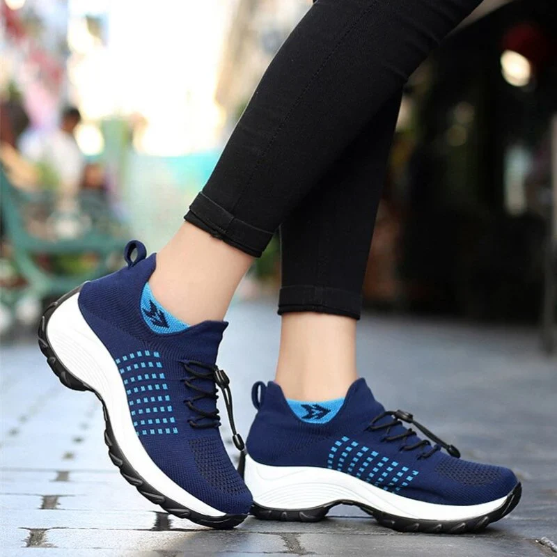 Ortho Stretch Cushion Shoes Women - White Blue - Image 10