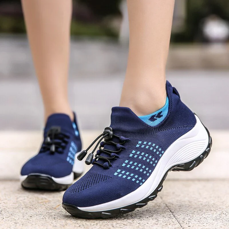 Ortho Stretch Cushion Shoes Women - White Blue - Image 11